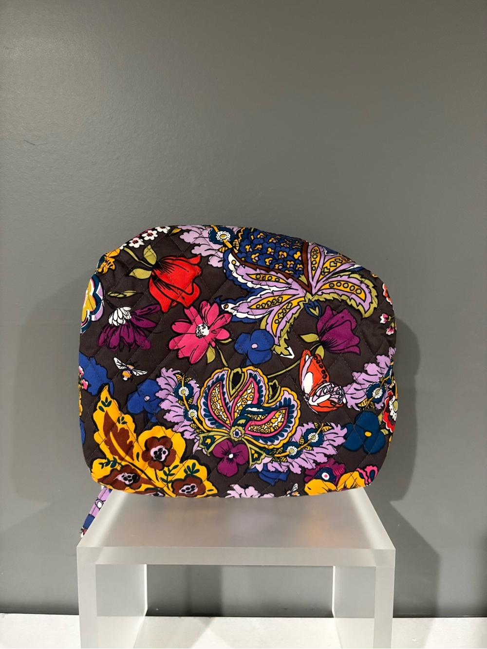 Vera Bradley Brown Multi Floral Quilted Cord Case